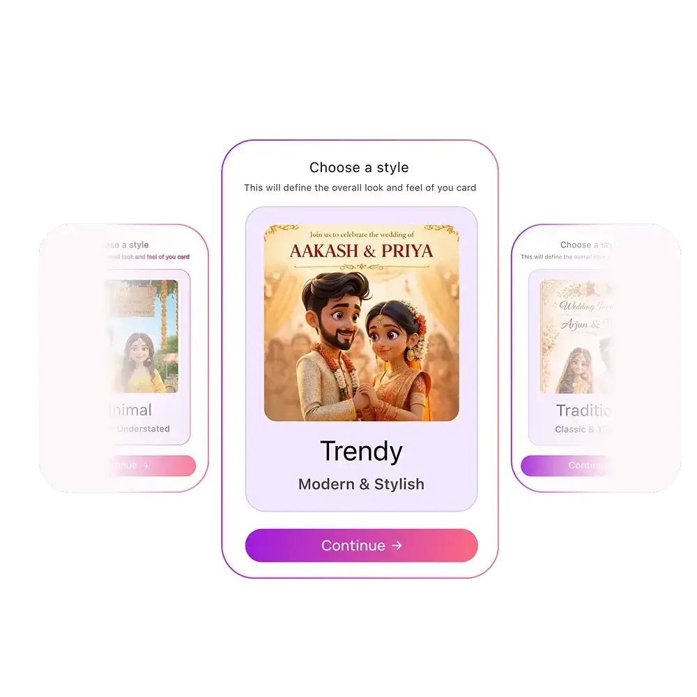 Choosing a design style for an AI generated invitation