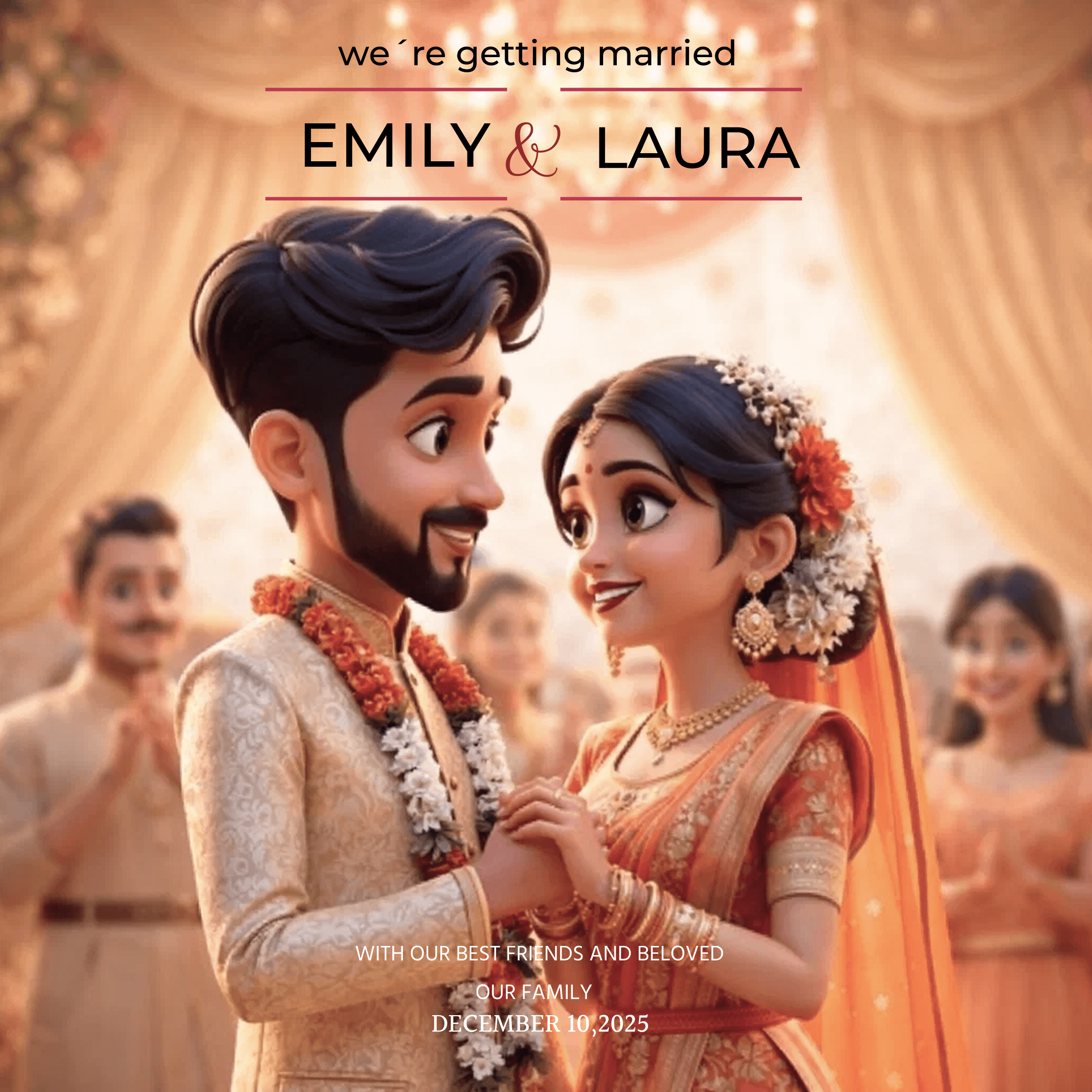 Create wedding invitation cards online with AI