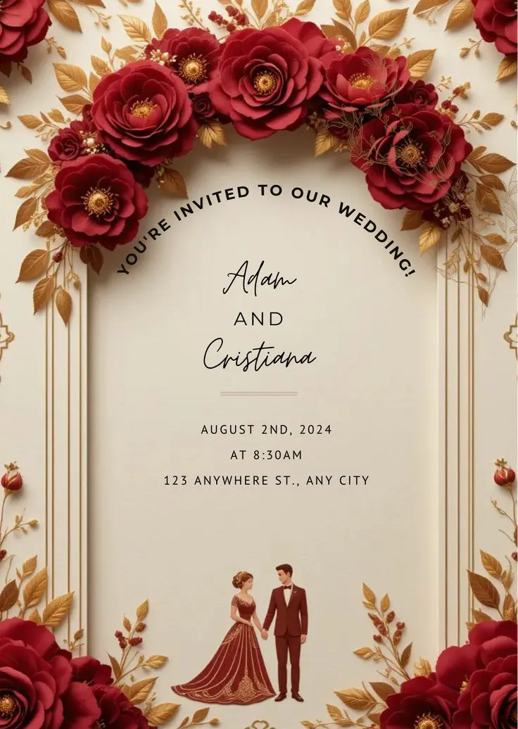 Elegant Wedding invitation card with floral design
